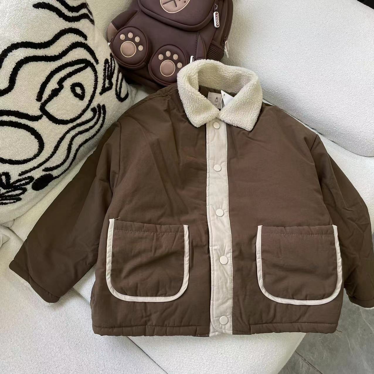 2023新款儿童秋冬装外套男女童短休闲棉服潮流23917