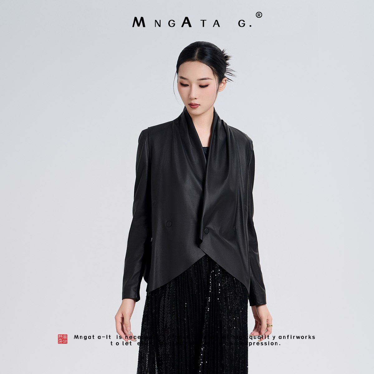 MNGATA G.宫小妍【中古皮衣·墨玉】25秋冬新中式羊皮外套X280375