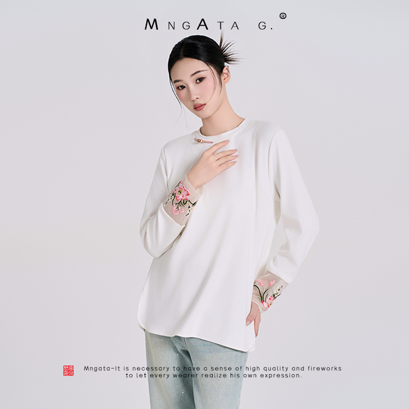 MNGATA G.宫小妍【荷塘月色】夏日新中式中国风桑蚕丝上衣24990129