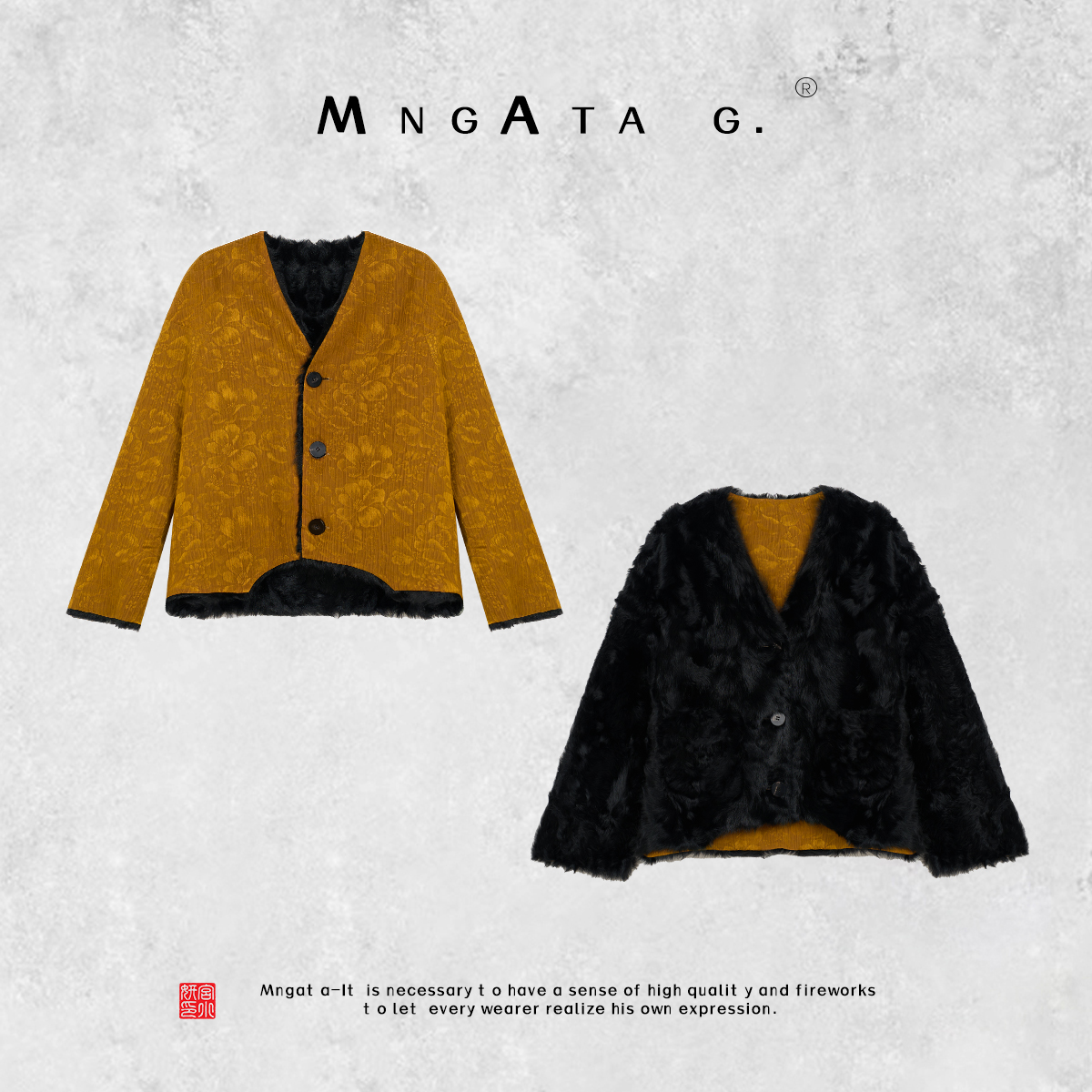 MNGATA G.宫小妍【曼奢象羔·山川太古】羊皮毛一体秋冬外套X280447