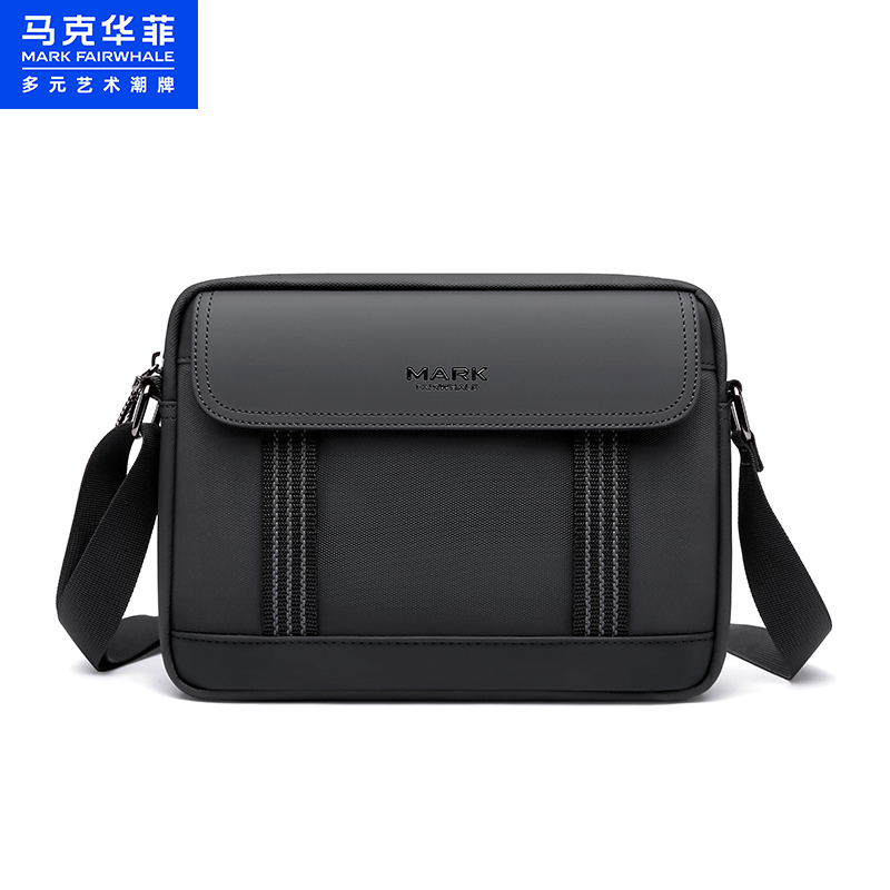 马克华菲 印花撞色小方包 男士轻奢休闲斜纹格子斜挎包百搭单肩包