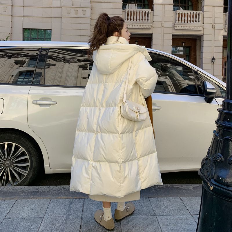 波司澄奶fufu白色女冬季2023新款韩系温柔宽松长款过膝【【羽绒衣