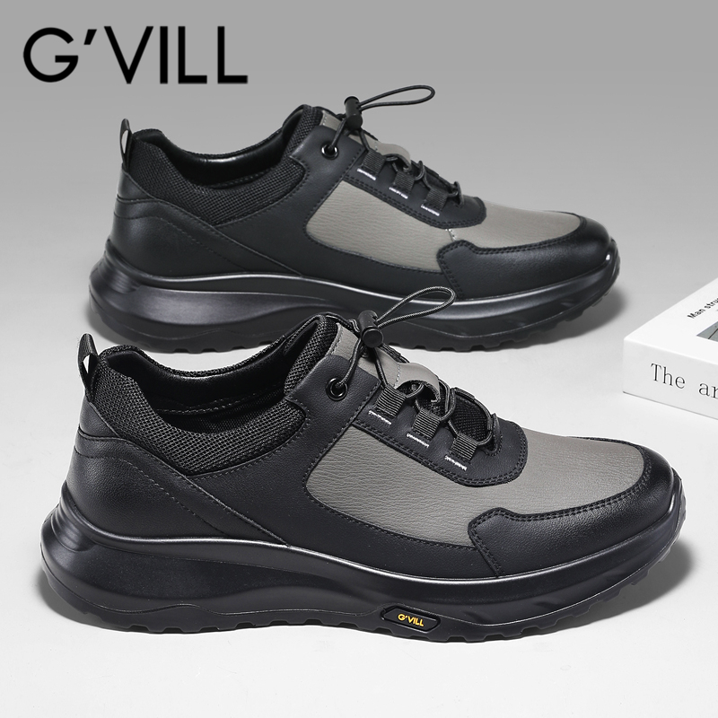 G'VILL/贵之步男士真皮休闲皮鞋轻便软底防水防滑驾车户外工作鞋