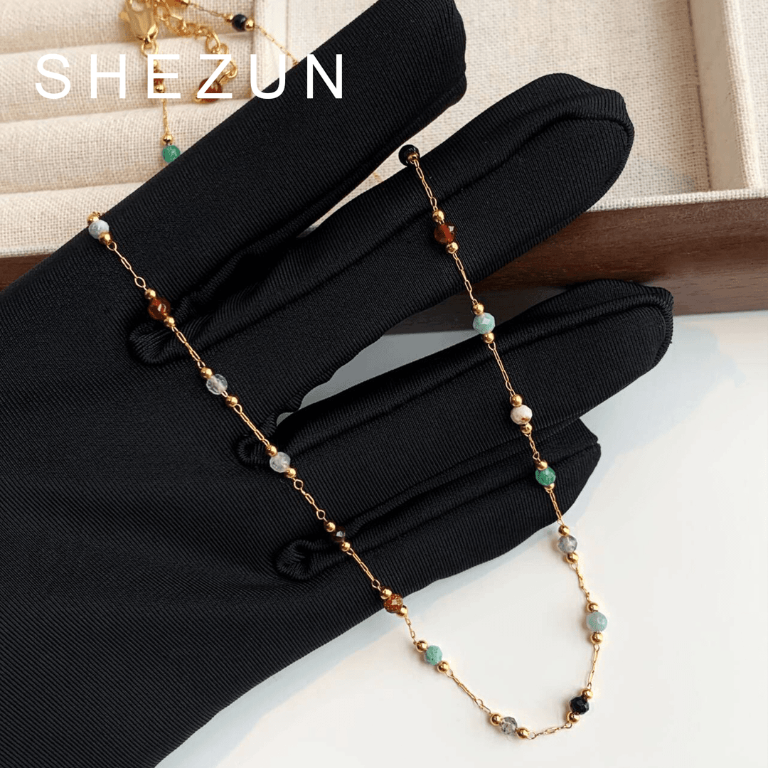 铜合金项链 彩色串珠项链女SZ163