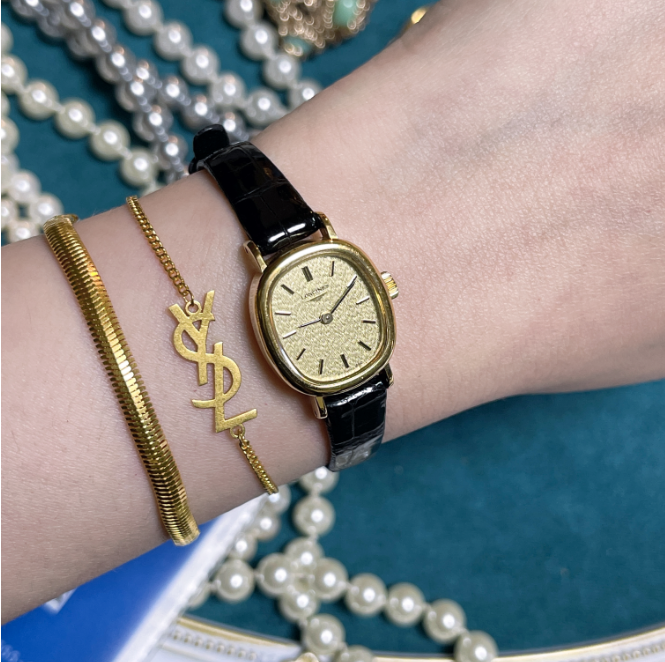 95新 Longines/浪琴 -19中古复古/皮带/金盘/18.4mm/浪琴女表