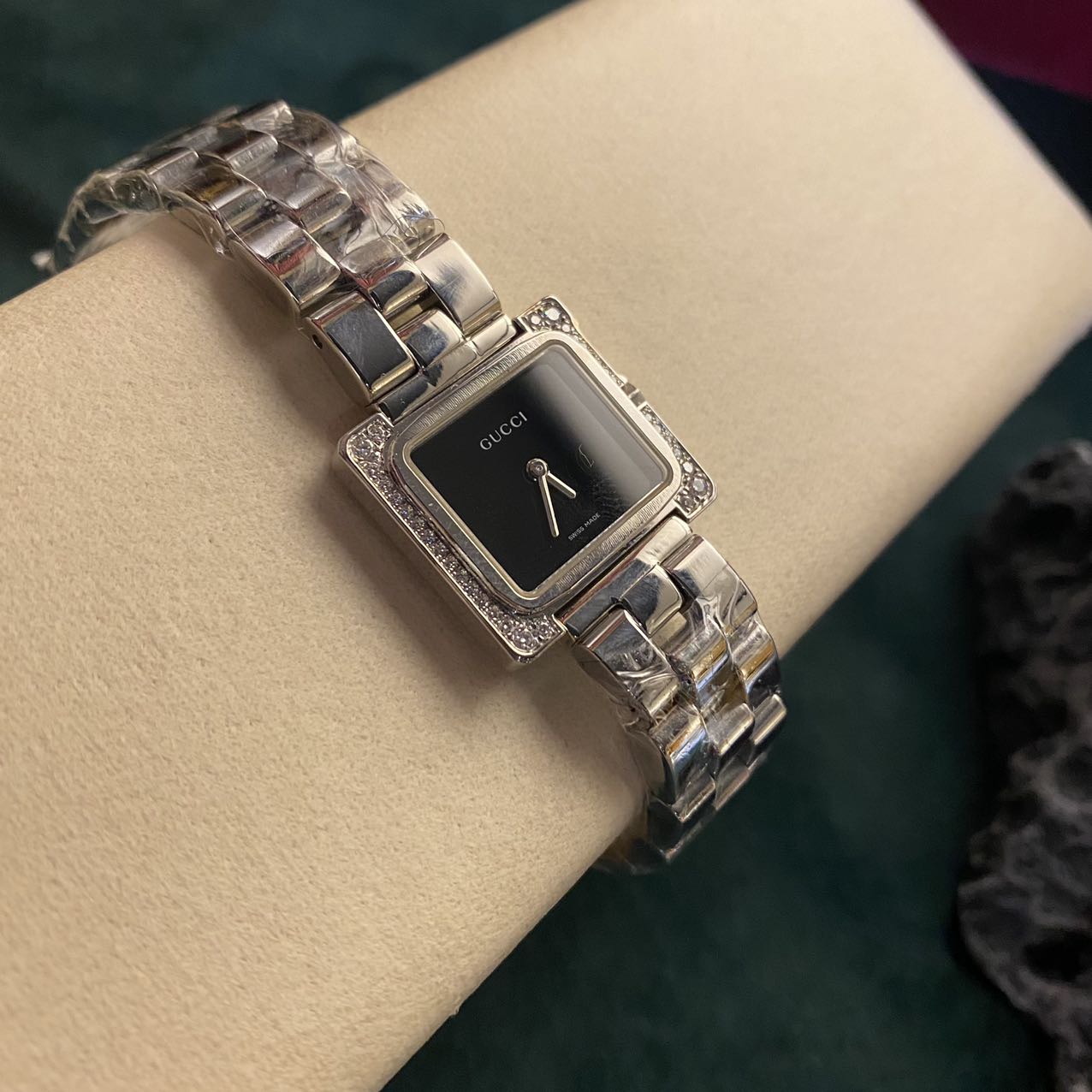 95新 GUCCI/古驰 -163中古/精钢带/黑盘/22.8mm/女表