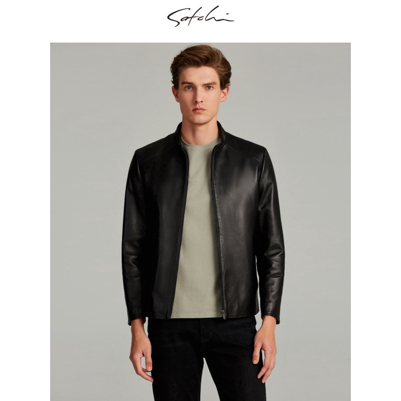 【翻领羊皮夹克】Satchi男装绵羊皮真皮男夹克痞帅外套时尚皮衣男款