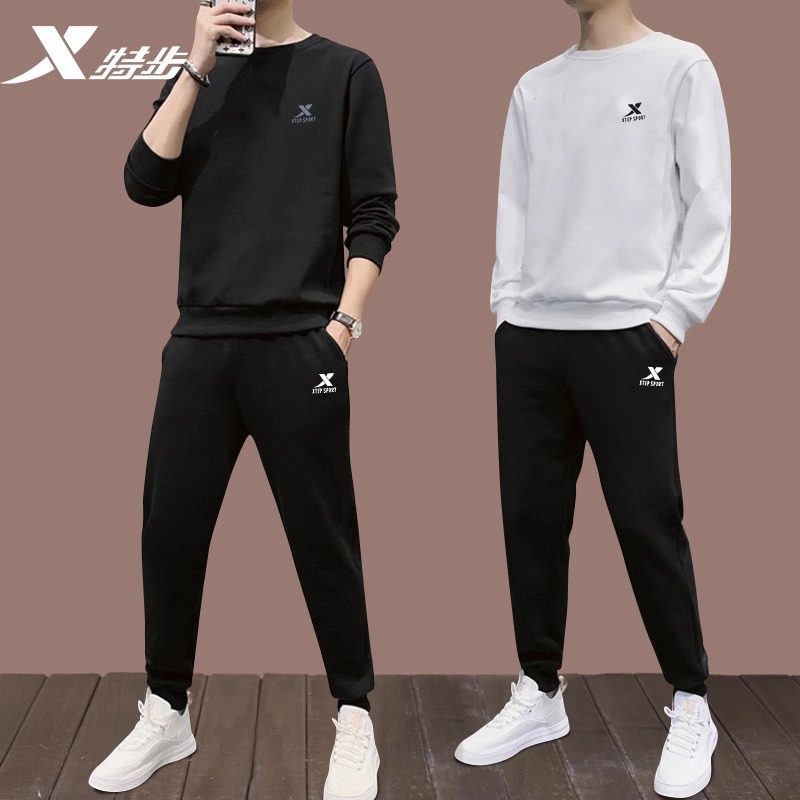特步卫衣套装男2025官方正品卫裤跑步服长袖长裤休闲两件套运动服