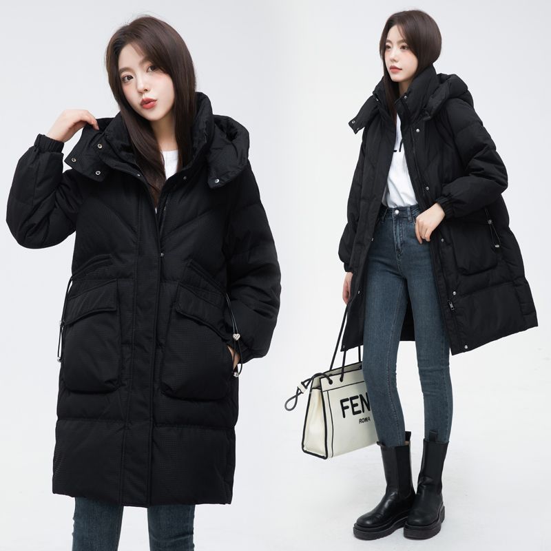 雅鹿新款2024年新款连帽羽绒服女冬季小个子宽松显瘦中长时尚百搭