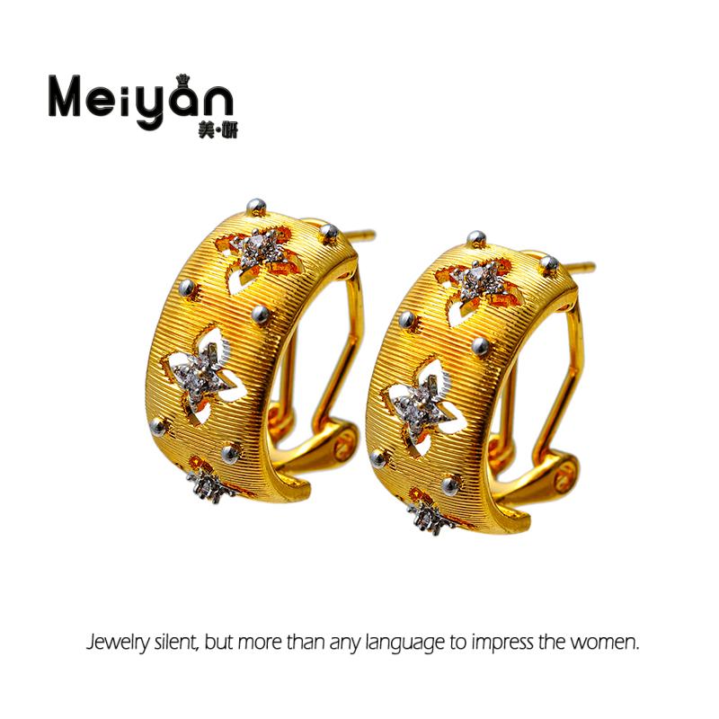 铜合金耳饰 复古镂空花朵耳扣简约C字 30019 139