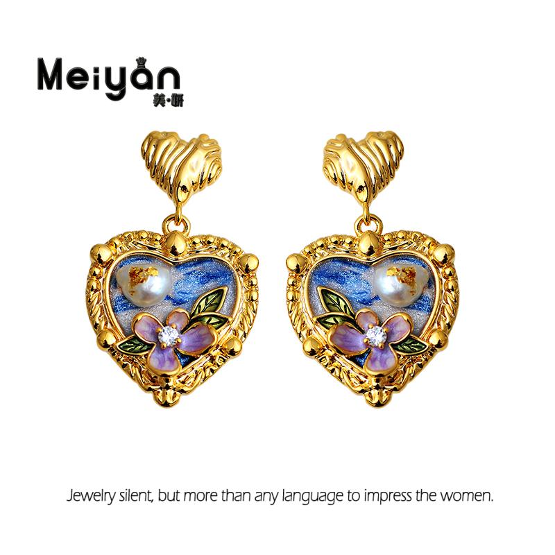 铜合金耳饰 珐琅彩耳钉 30231 205