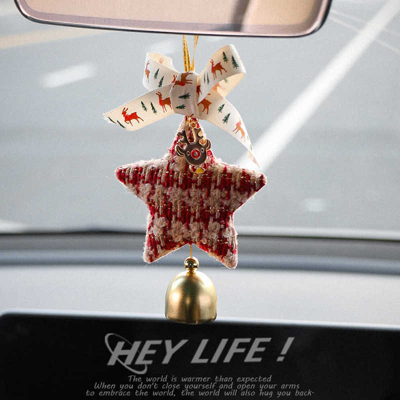 新款车内装饰品针织高级感车挂汽车后视镜挂件车载女生小香风挂饰