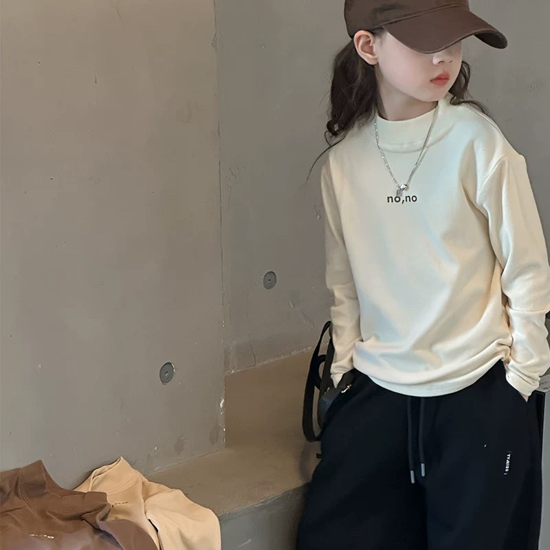 女童打底衫秋冬款儿童秋季半高领内搭上衣中大童秋冬纯色长袖t恤