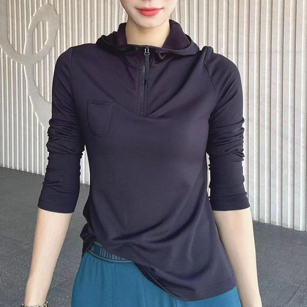 【AMSSGIRD】春秋新款修身拉链连帽长袖T恤卫衣衫女5300662