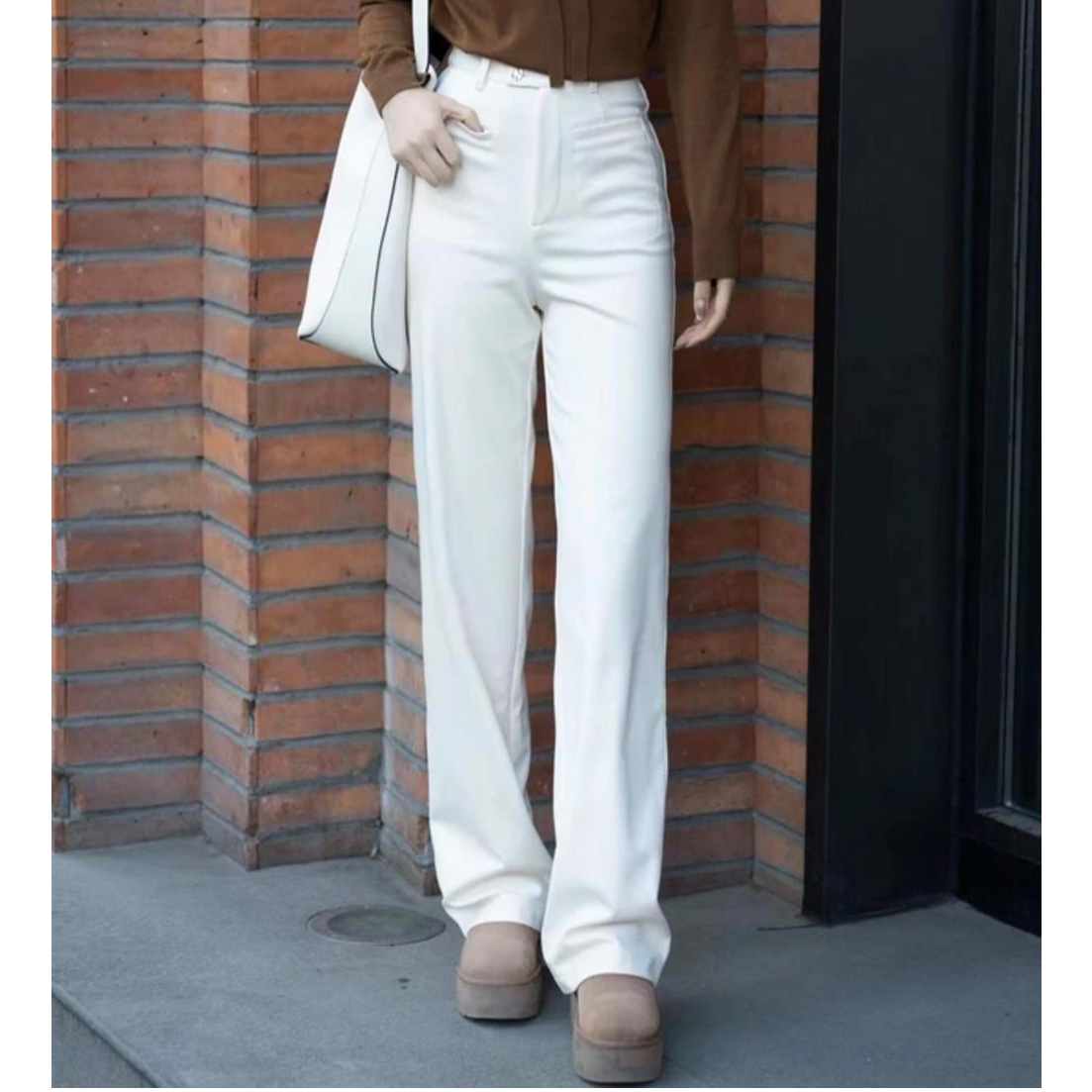 【专柜品质】冬新款高腰显瘦加绒直筒阔腿裤休闲裤1100469