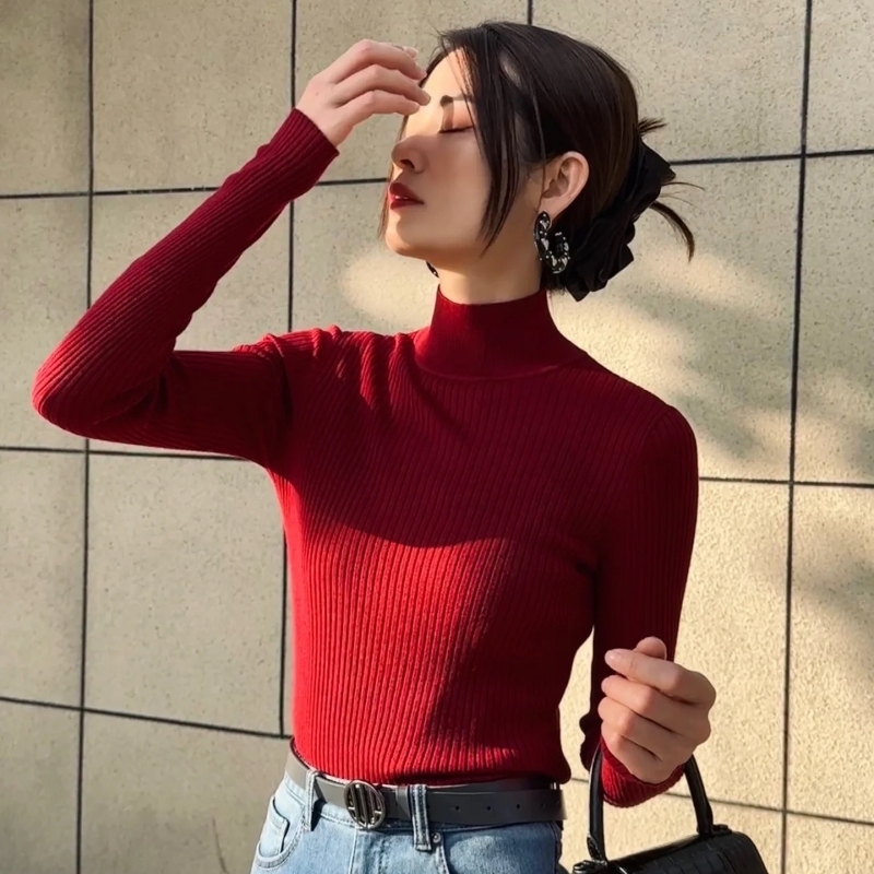 【专柜品质】冬季百搭新款烟管领长袖打底针织衫毛衣5399640