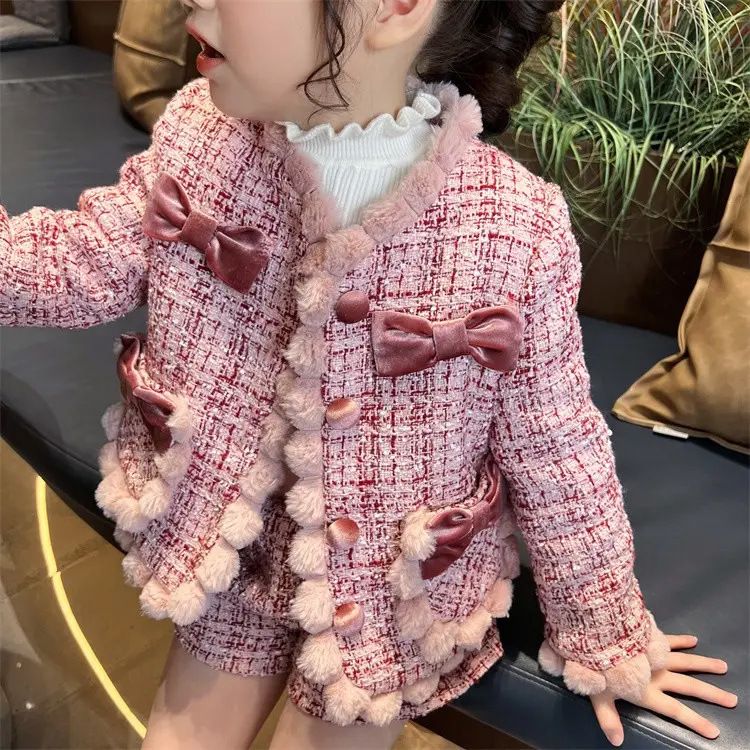 女童外套小香风洋气加厚上衣女童秋冬装儿童秋冬小公主时尚XIANNL