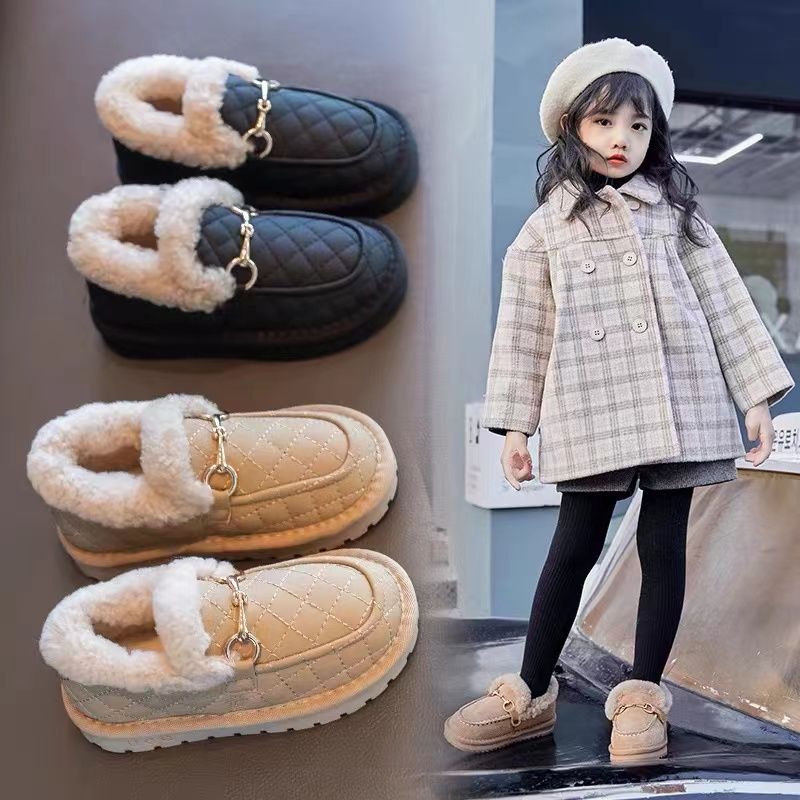 女童雪地靴冬季新款儿童棉鞋小女孩洋气公主鞋中大童加厚绒XIANNL
