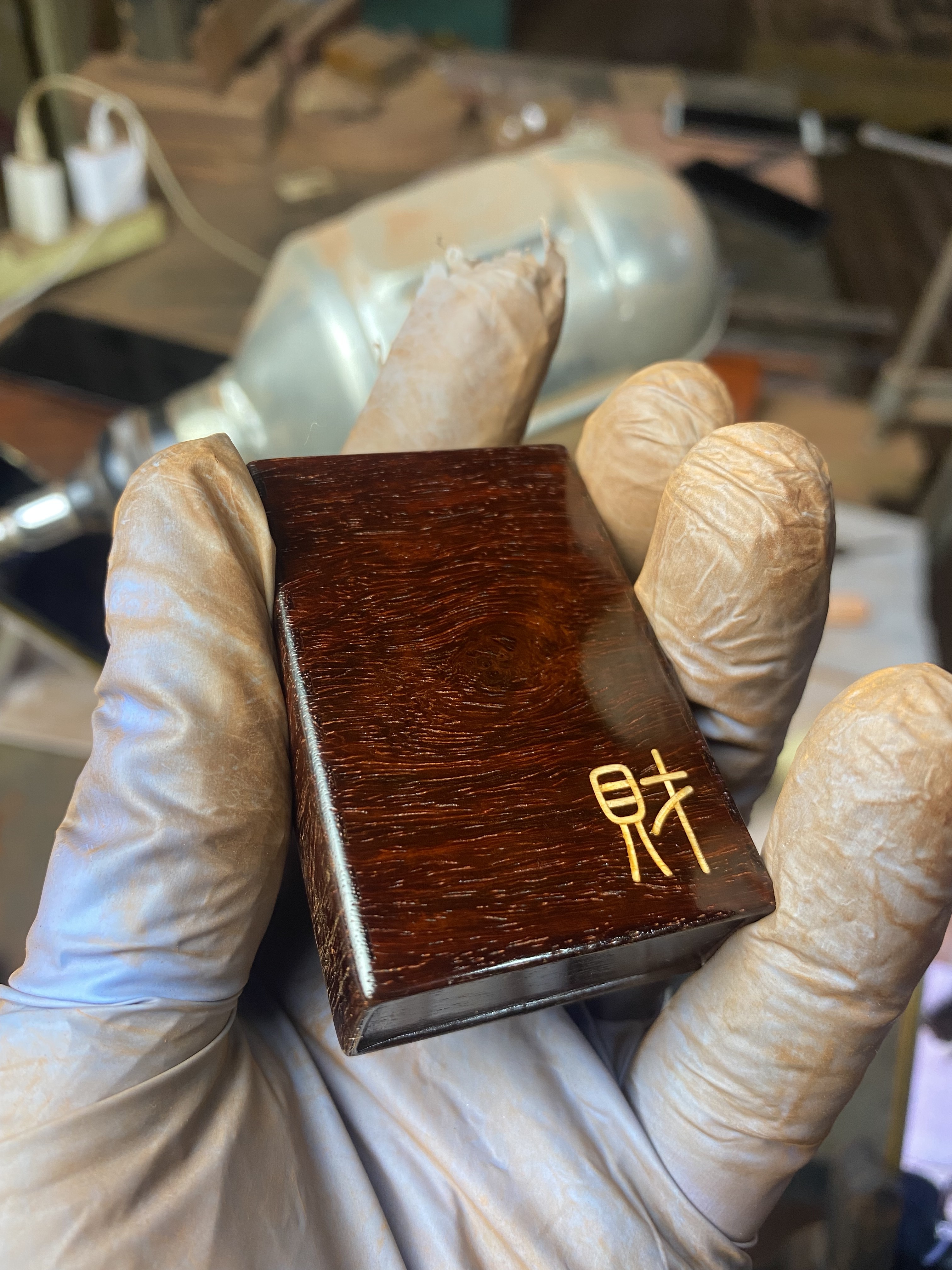 燕尾榫卯镶嵌猛马牙火财盒，以主播介绍截图为准