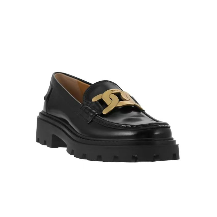 全新未使用 TOD’S/托德斯 23SS黑色厚底皮鞋乐福鞋休闲百搭英伦女