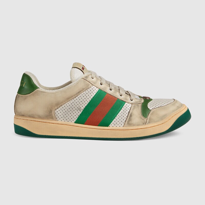 全新未使用 GUCCI/古驰 22FW秋冬Screener GG珐琅脏脏鞋板鞋绿尾