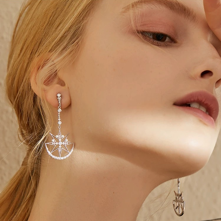 铜合金合成锆石耳饰 时尚耳环冷淡风气质流苏耳饰Q494