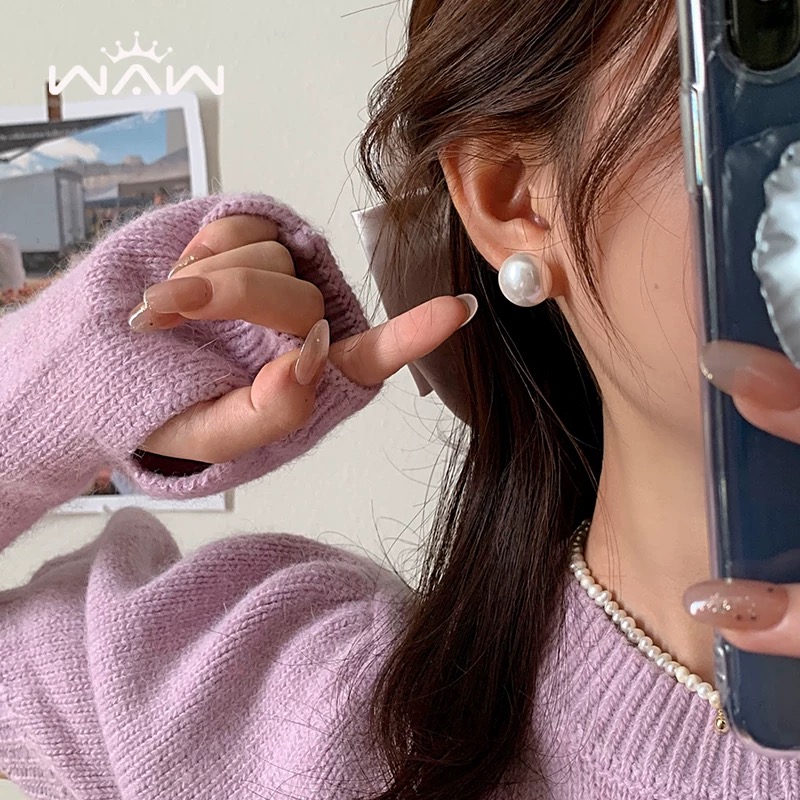 铜合金仿珍珠耳饰 气质馒头珠新款高级感时尚百搭耳环QC1806