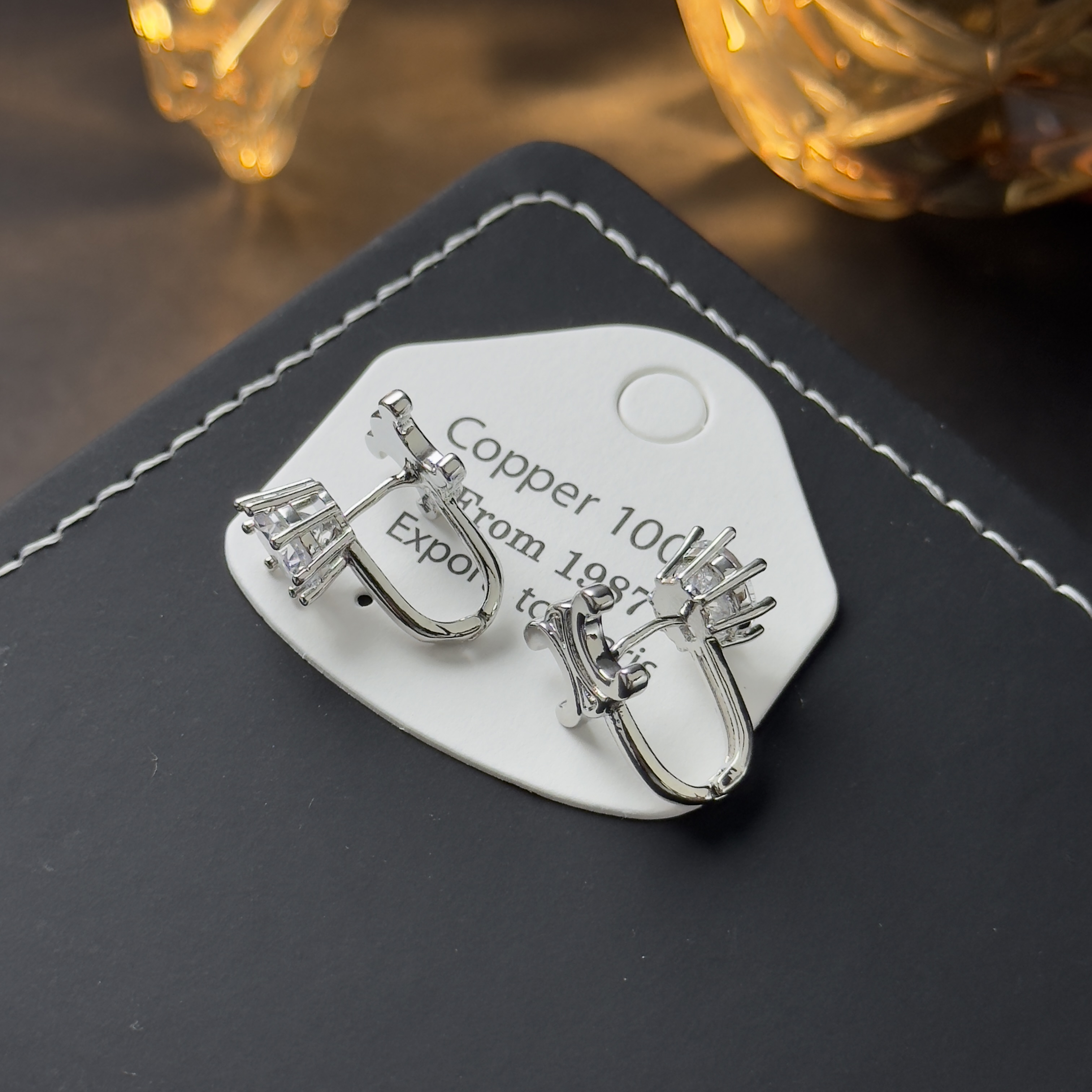 铜合金合成锆石耳饰 气质轻奢时尚百搭小众欧美简约耳环QC2448