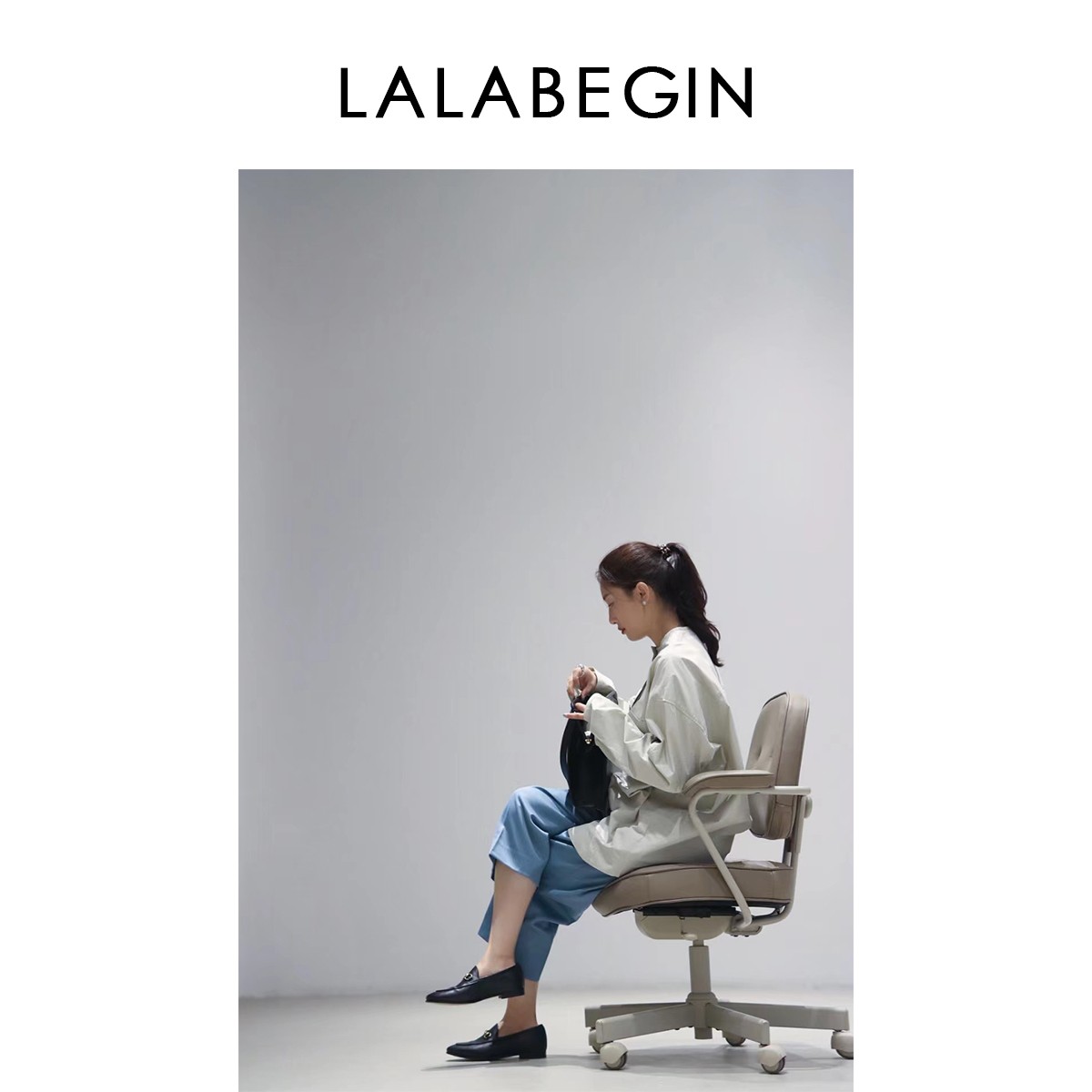 La La Begin椰子-设计师单折阔腿裤时尚