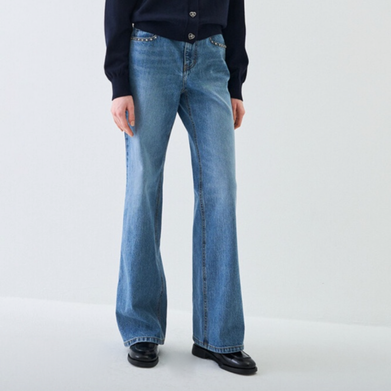 阔腿微喇裤阔腿微喇裤显瘦微喇裤牛仔裤裤子高腰休闲喇叭裤宽松