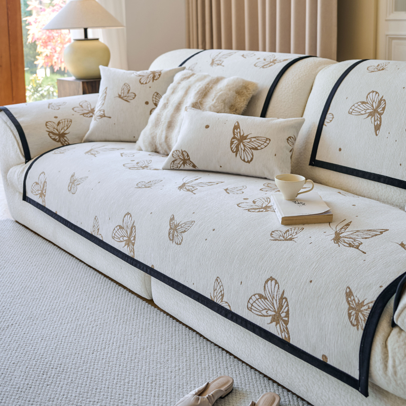 （蝶恋）轻奢沙发垫雪尼尔四季通用2024防滑沙发盖布巾套罩坐垫子