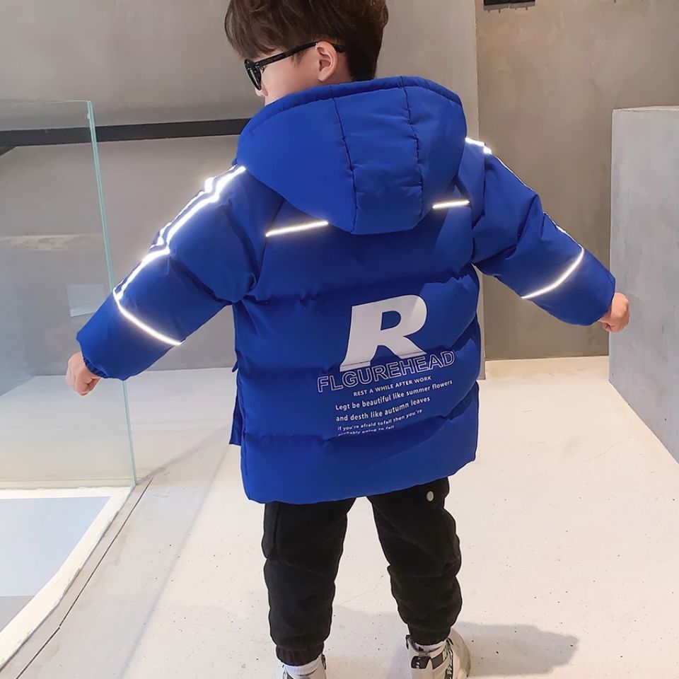 男童加厚棉服儿童冬季连帽夜光服棉衣中大童韩版保暖洋气棉服新款