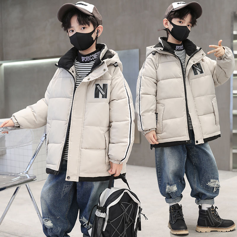 连帽男童服2023新款冬款儿童装中大童冬季帅气秋冬装棉衣时髦潮