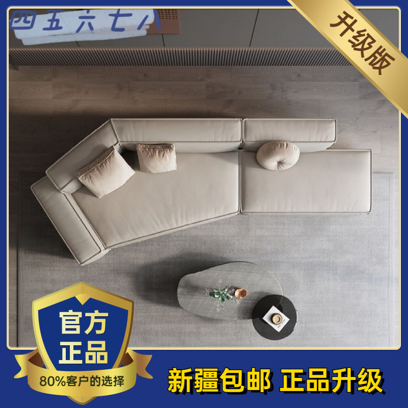 乌市发货新疆包邮意式极简真皮沙发客厅简约现代会客设计师异形转