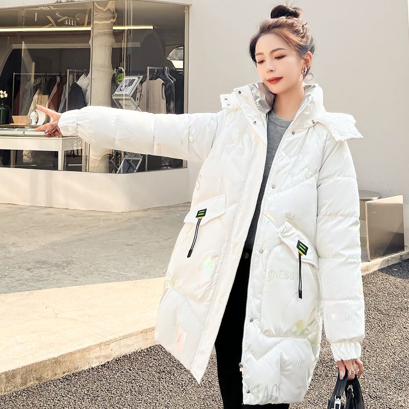 羽绒服新款爆款亮面免洗羽绒女士女款中长款季韩版宽松加厚