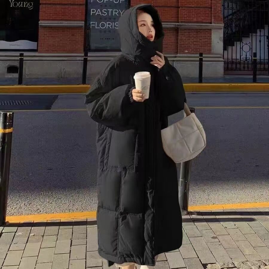 羽绒服新款爆款奶fufu淡黄色羽绒女士女款中长款23季连帽加