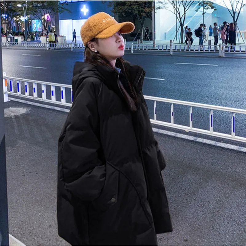 羽绒服新款爆款女士女款中长款年季韩版宽松加厚情侣学生面