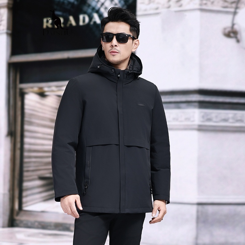 Dai Shu/袋鼠新款商务休闲可脱卸内胆白绒保暖羽白绒防寒外套男士