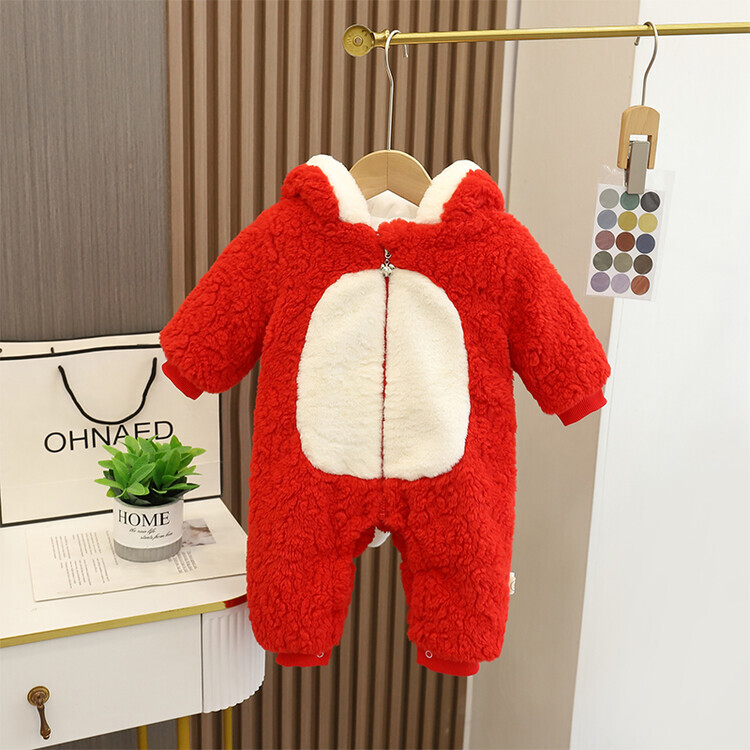婴儿衣服冬季棉服女宝宝冬装连体衣加绒加厚恐龙造型冬款棉衣韩版