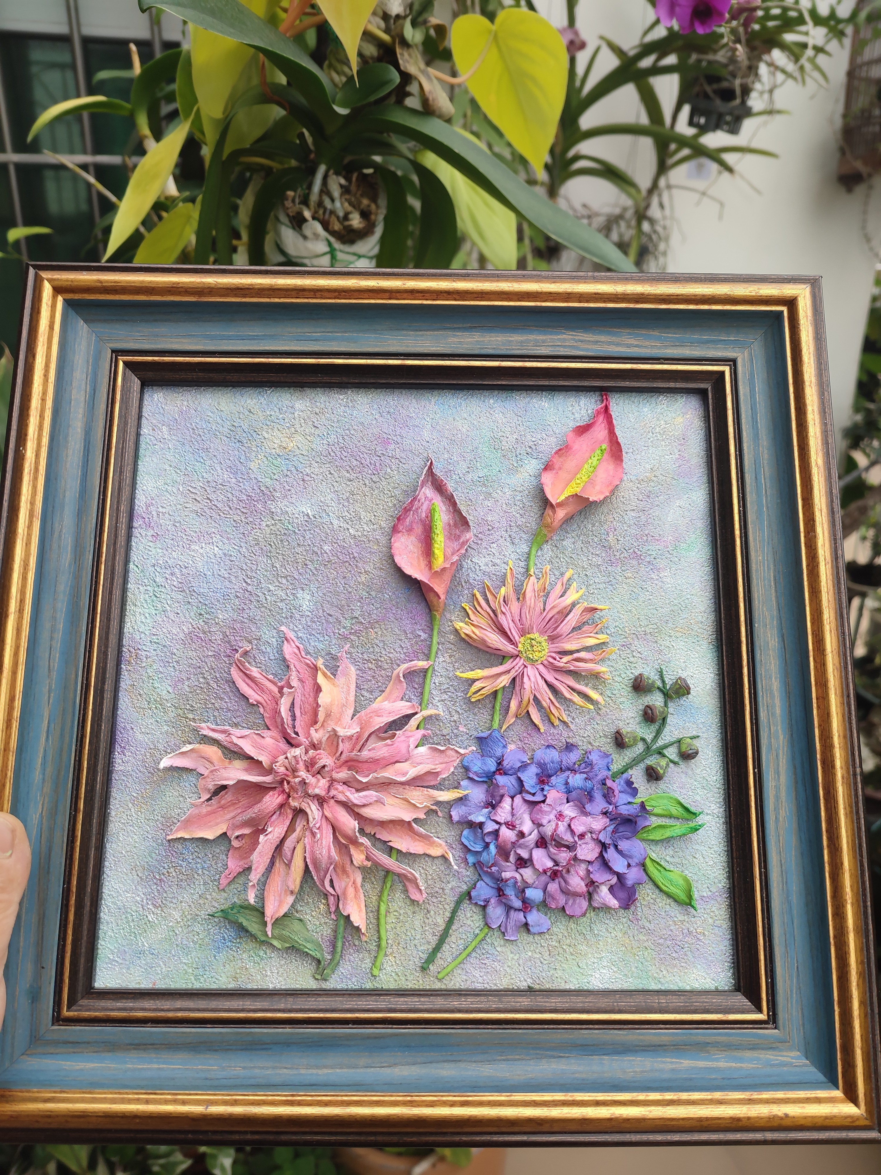 浮雕花卉大丽花装饰画（原创作品不退换，默认微瑕）