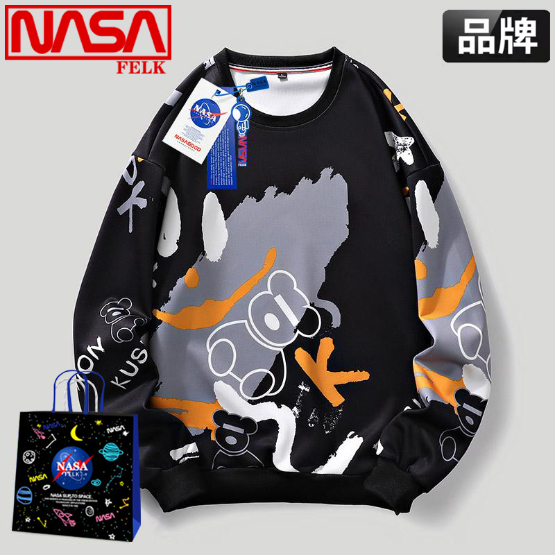 NASA联名卫衣男春季新款青少年潮牌男装男士长袖T恤套头圆领上衣
