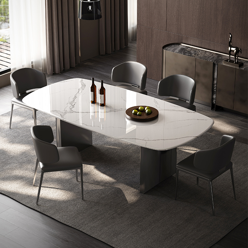 意式极简超晶石加厚西餐桌椅组合家用长方桌餐厅家具饭桌长方形桌