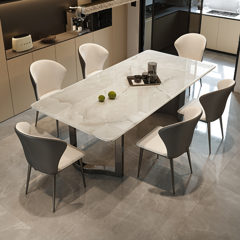 意式轻奢西餐桌椅超晶石餐桌椅长方形桌大理石餐家具饭桌长方桌