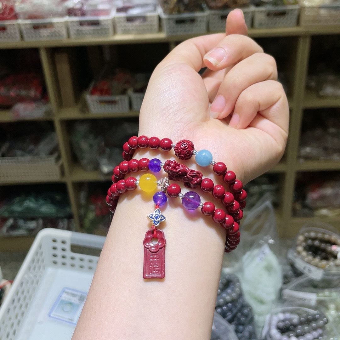 天然辰砂时尚辰砂多圈手串