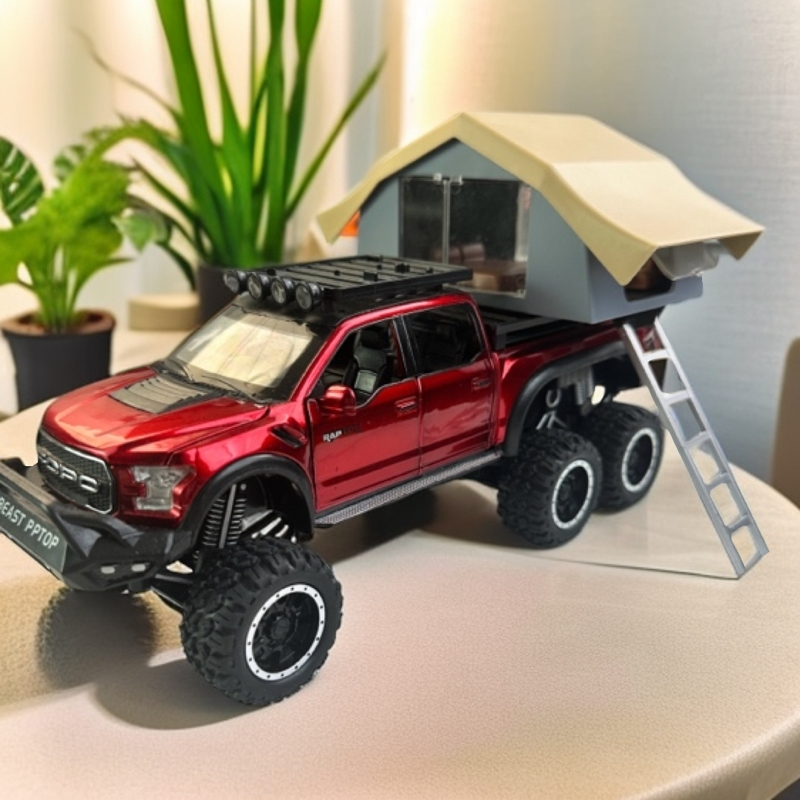 1:24合金福特猛禽F150新款带屋子仿真汽车模型