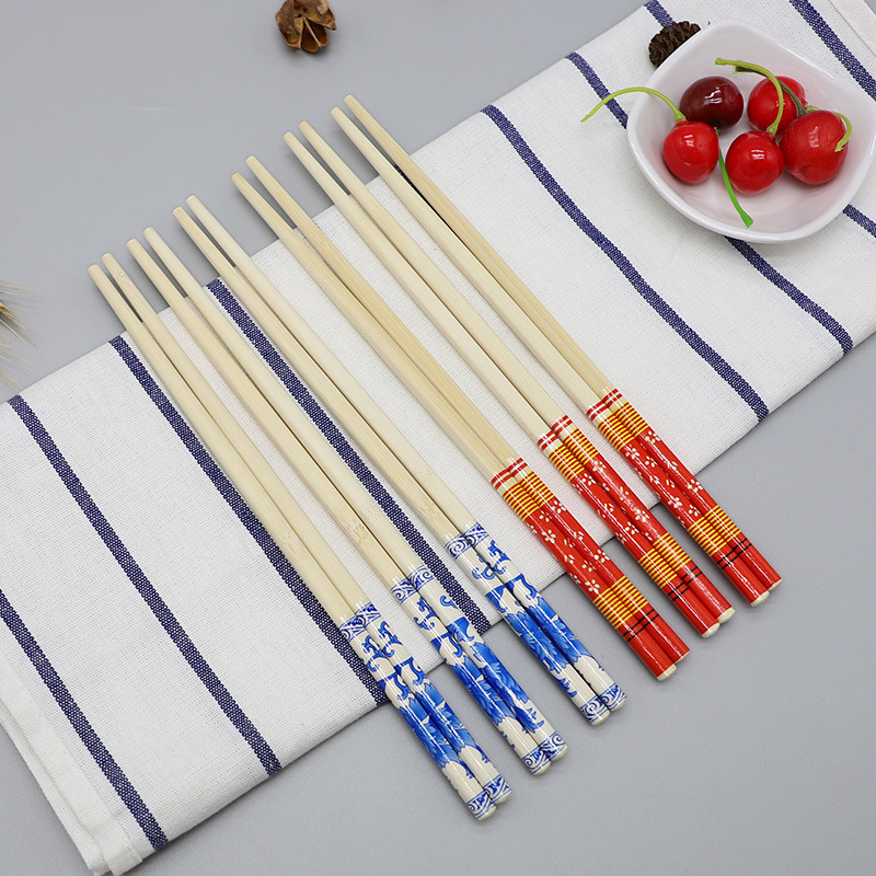 一次性筷子独立包装家用餐具一次加长乔迁喜筷青花竹筷