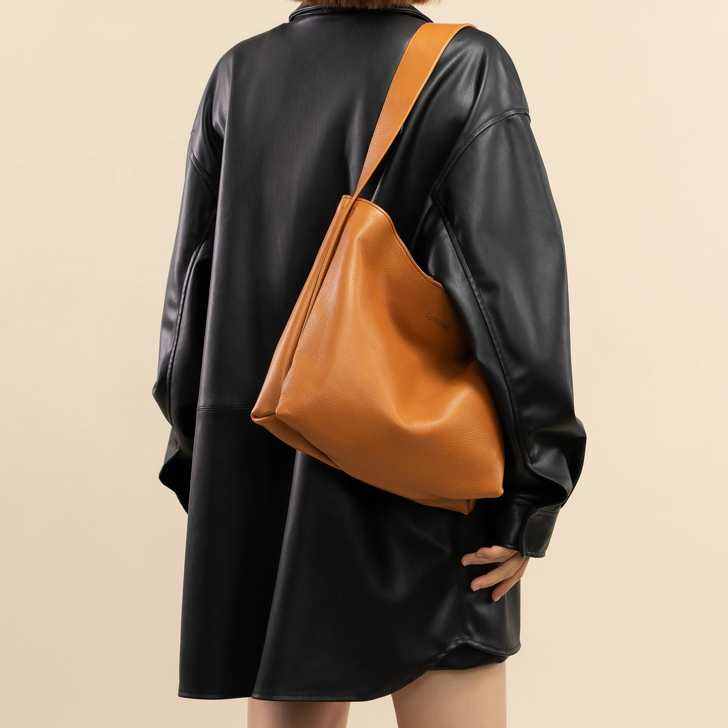 RABEANCO桦碧JHU托特包小号女简约牛皮斜挎包大容量通勤单肩包