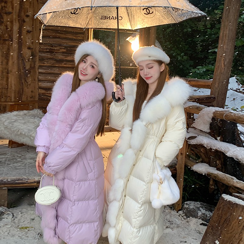 冰冰来了【雪国来信】高级感长款狐狸毛羽绒服白鸭绒外套25597