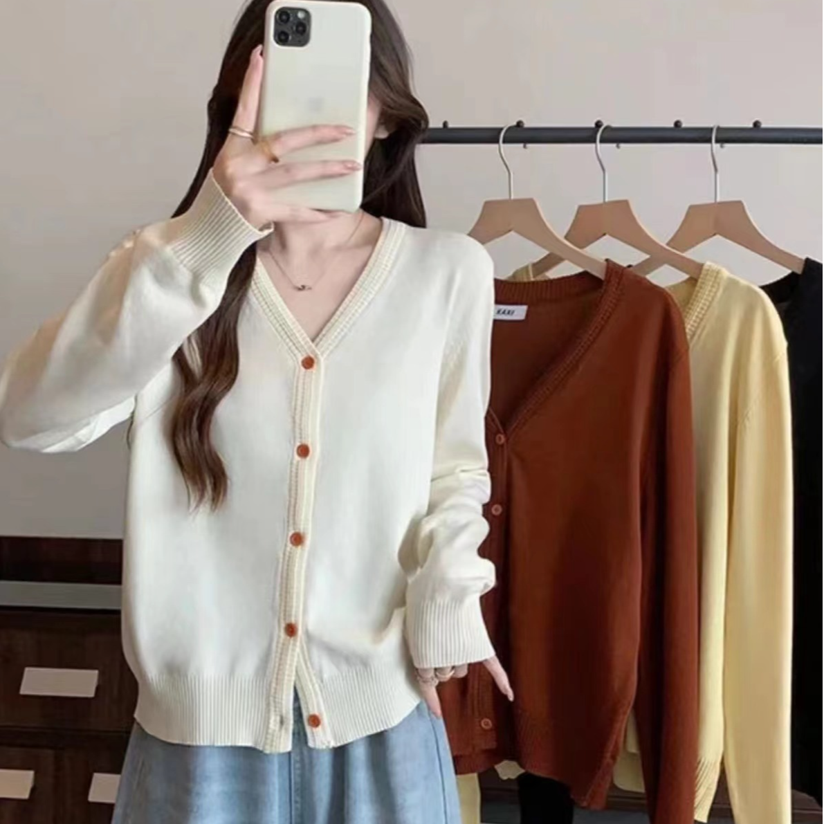 大码新款宽松开衫女装秋季胖MM遮肉显瘦别致独特长袖上衣2004#