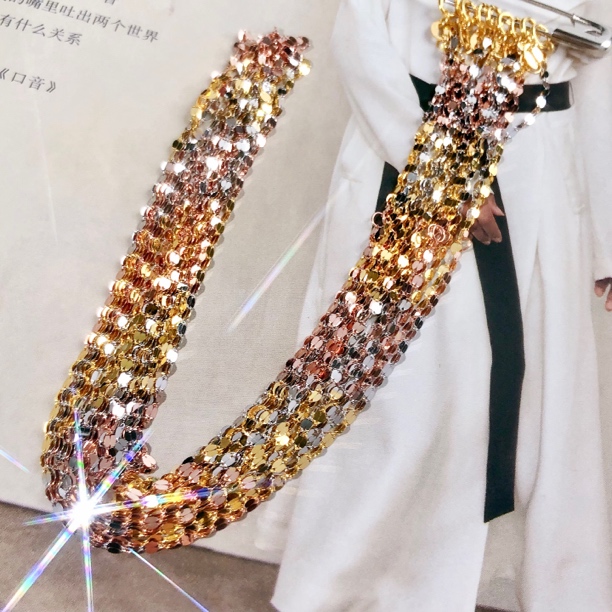 【皇冠轻奢】18k金 | 高闪三色嘴唇链瓦片链45cm 多样性发货发其一